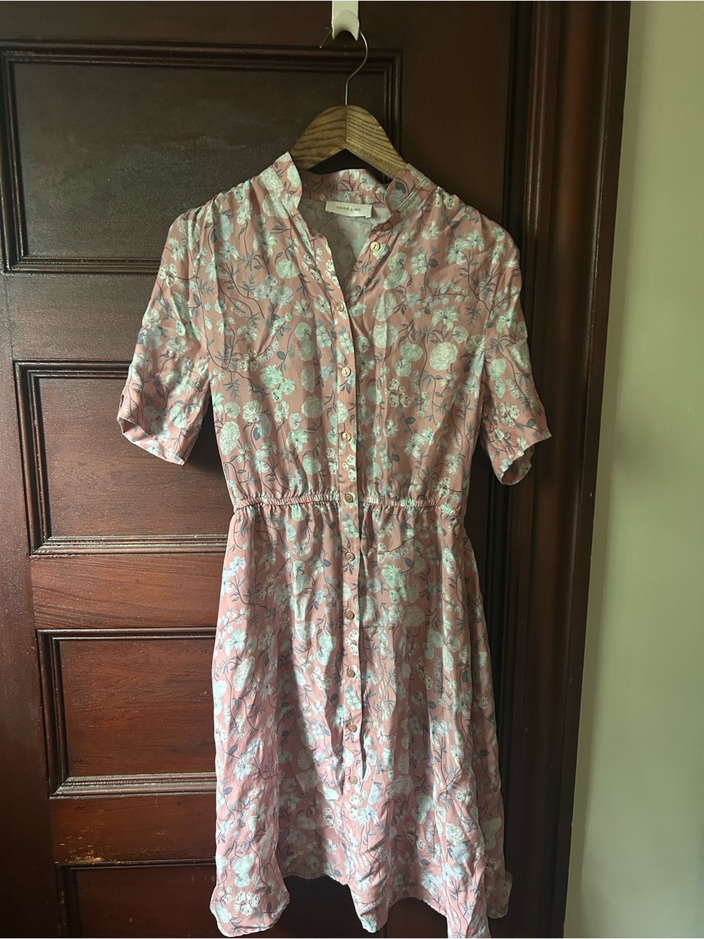 Anine Bing Pink Button Floral 100% Silk Shirt Dress Size XS SEE DESCRIPTION❤️ - Picture 5 of 13
